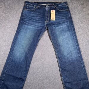Levi's 505 Regular Fit Jeans Mens 40x33 Blue Dark Wash Straight Leg Denim Fade